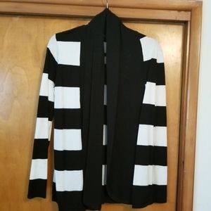 Black and white striped cardigan